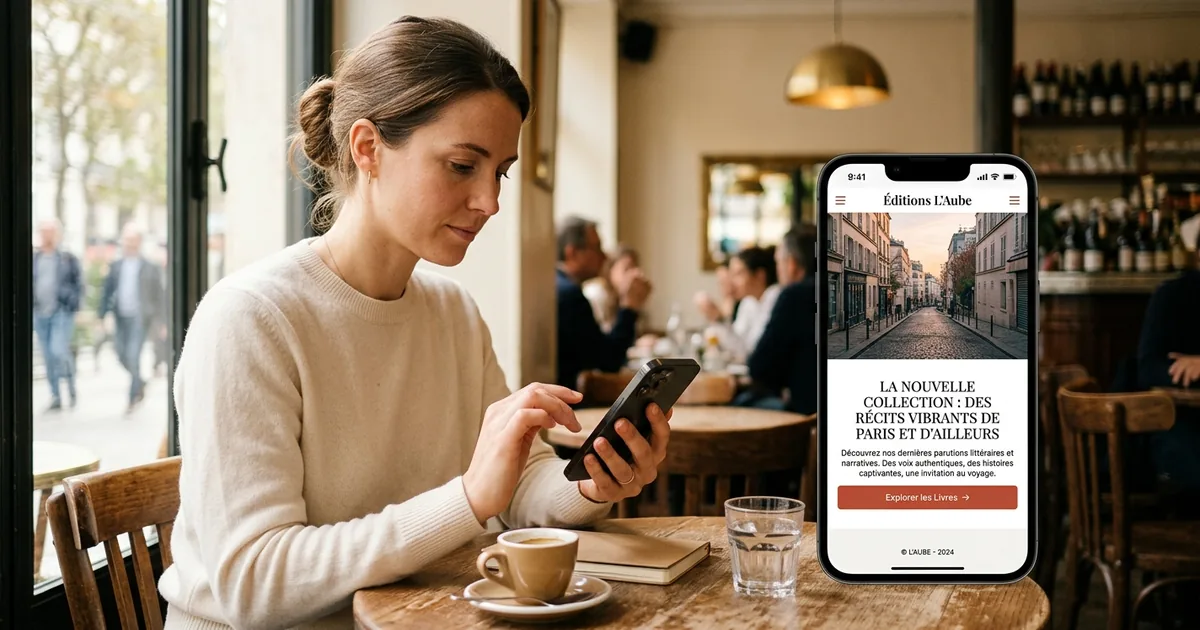 Site web responsive affiché simultanément sur smartphone, tablette et écran desktop