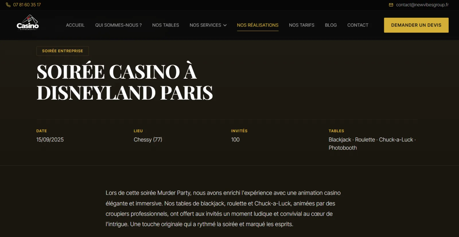 Casino Événements — Le glamour Vegas, livré chez vous.